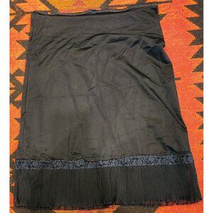 Vanity Fair Navy Lace & Pleated Hem Slip Skirt